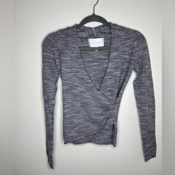 Brochu Walker Size XS Faux Wrap Front Sweater Gray Cashmere Wool Blend - Picture 1 of 4